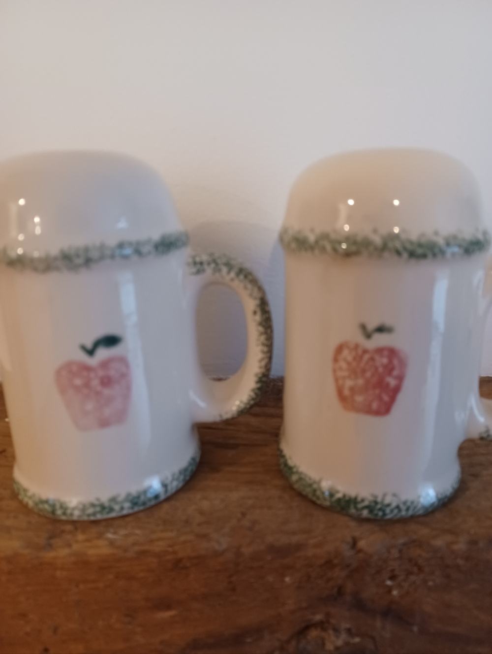 Vintage Farmhouse  Ceramic Salt And Pepper Shakers Set Apple Pattern